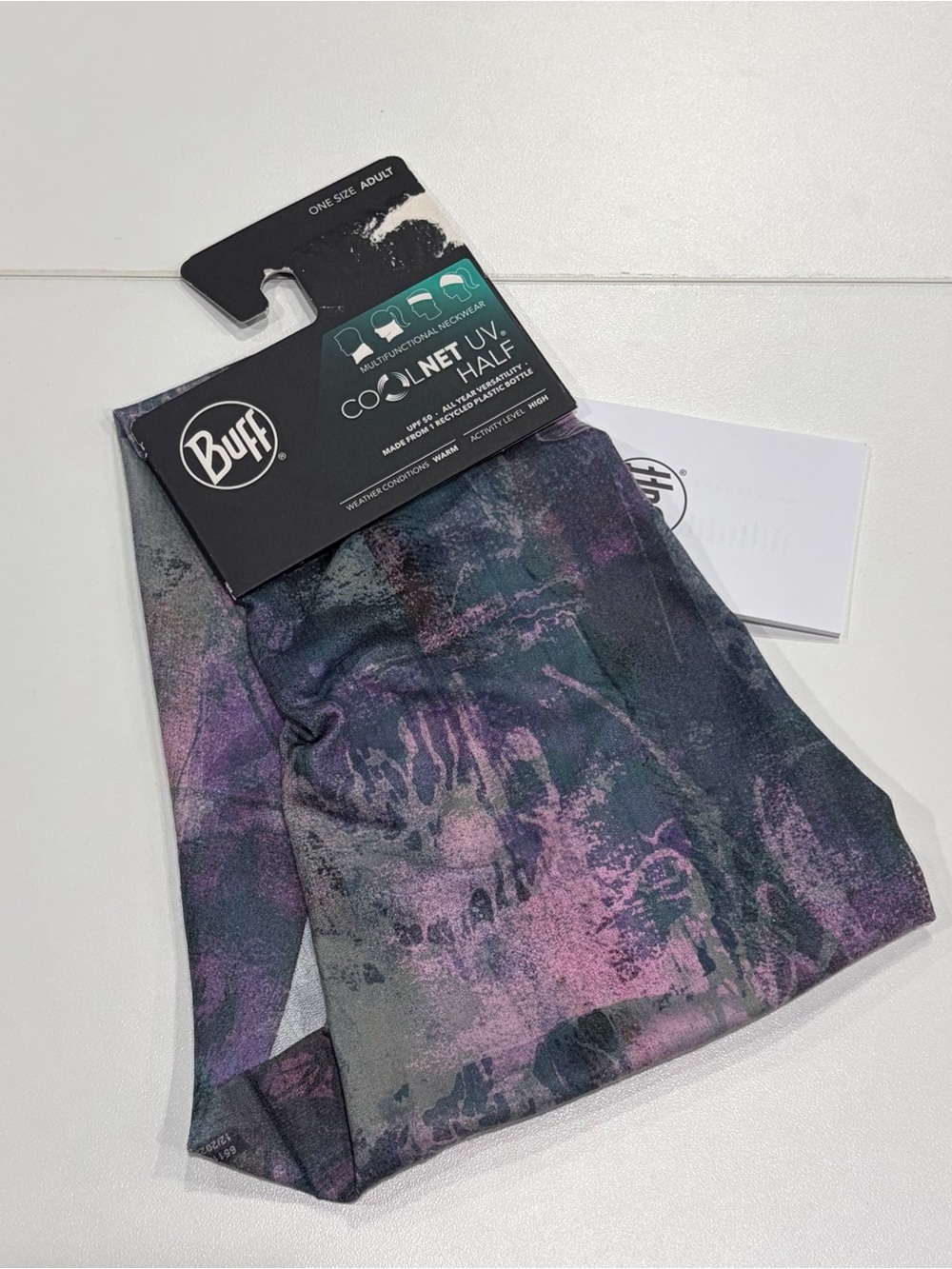 Buff Adult CoolNet UV Half Neckwear Grey Print NWT Ultra Stretch UPF 50+ Sun